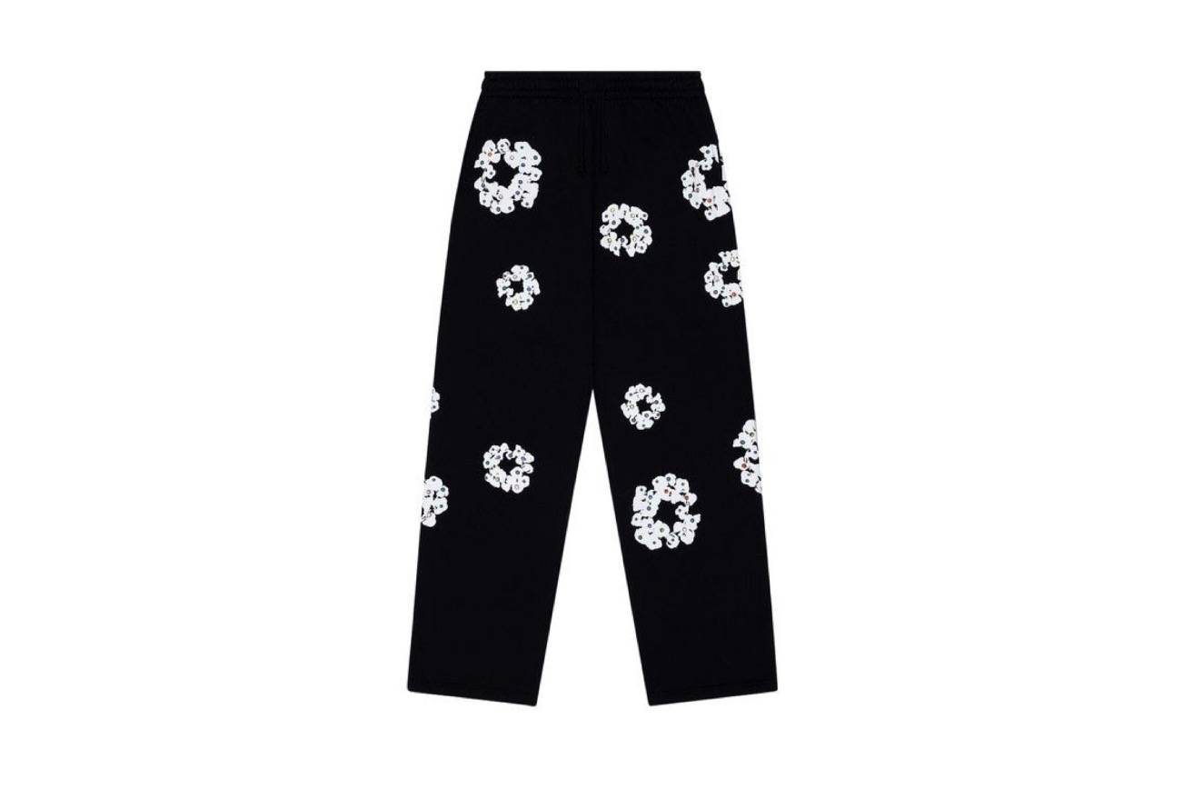 Denim Tears Rhinestone Cotton Wreath Sweatpants Black