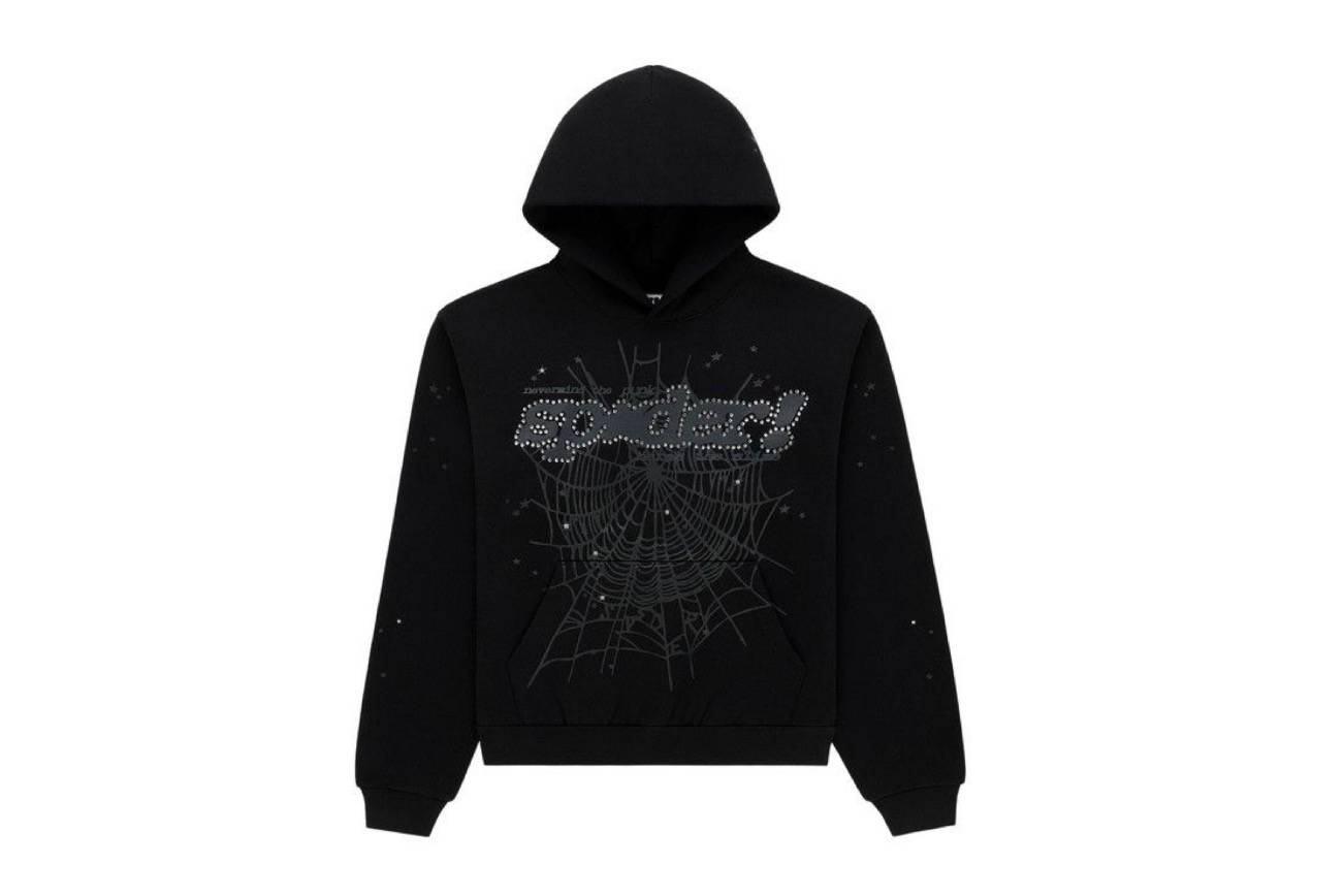 Sp5der Rhinestone Punk V2 Hoodie Black