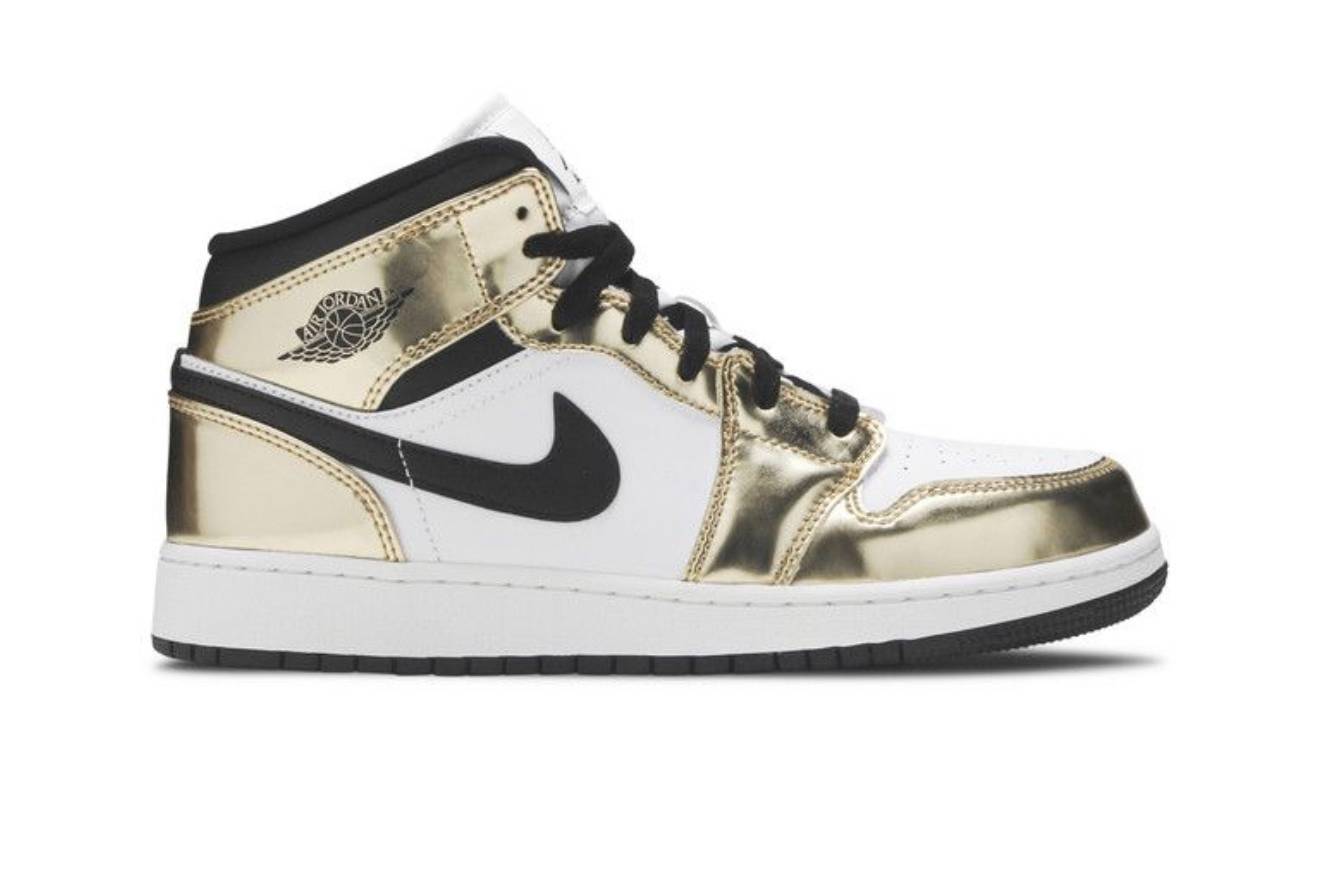 Jordan 1 Mid Metallic Gold Black White (GS)