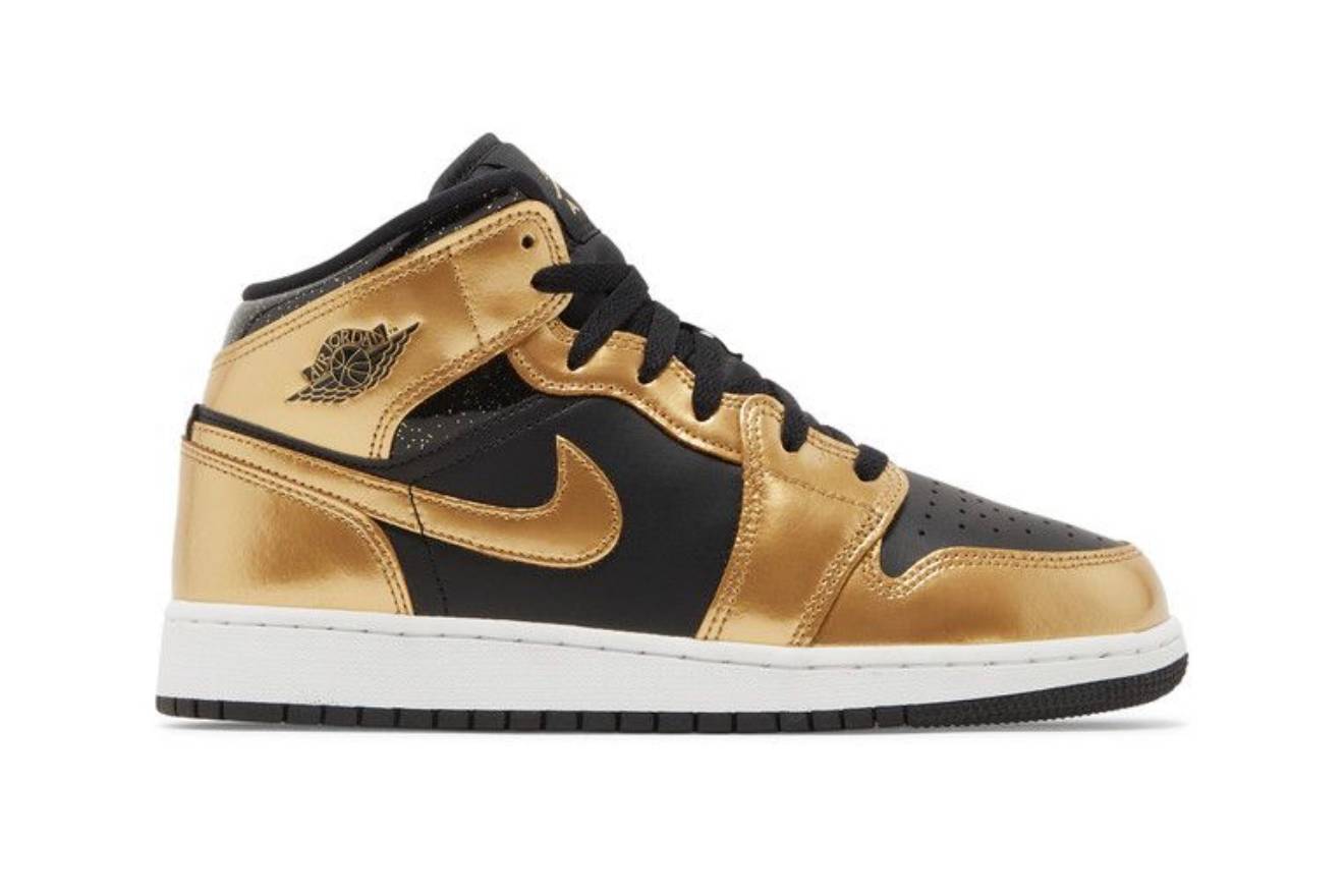 Jordan 1 Mid SE Metallic Gold Black (GS)