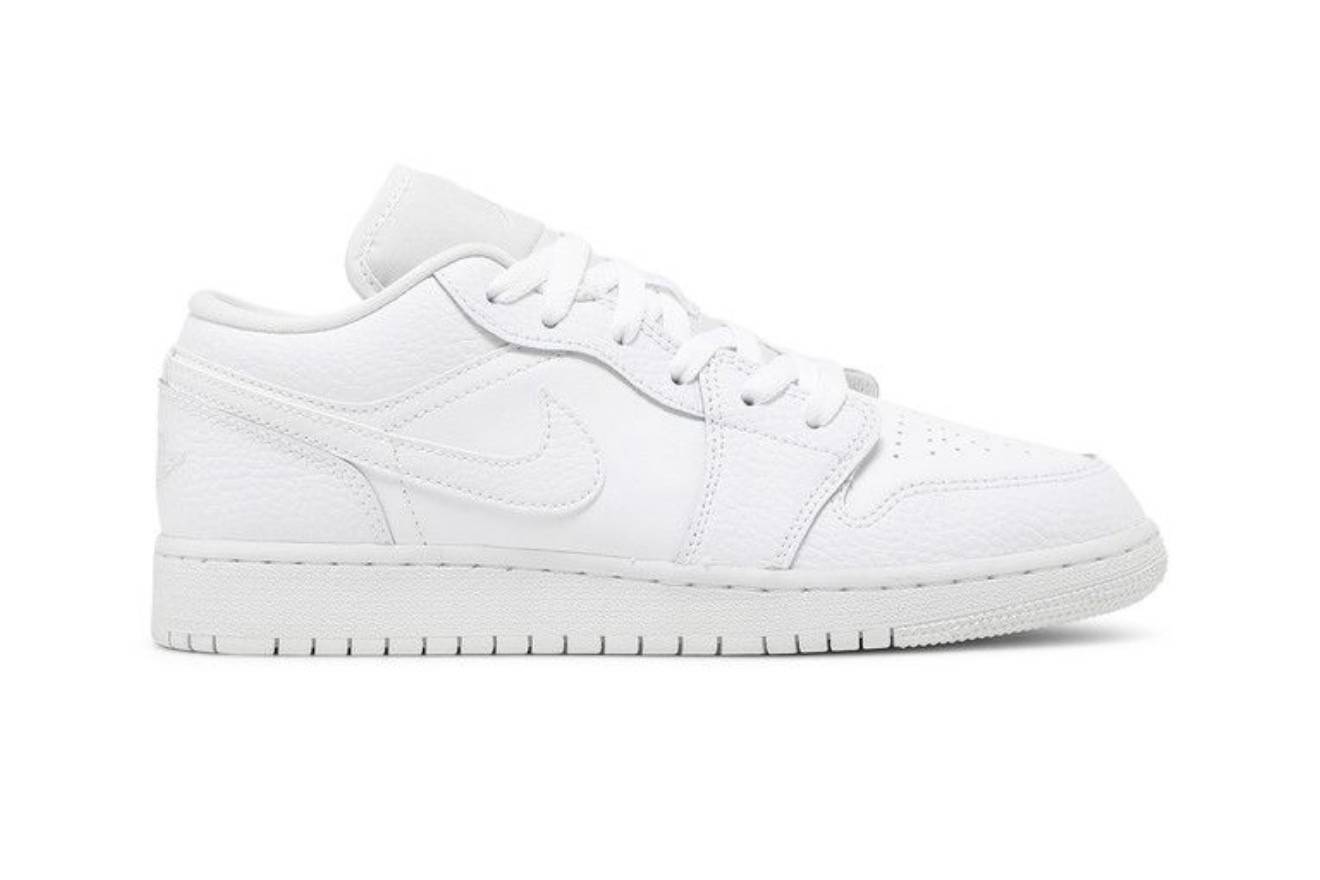 Jordan 1 Low  Triple White Tumbled Leather (GS)