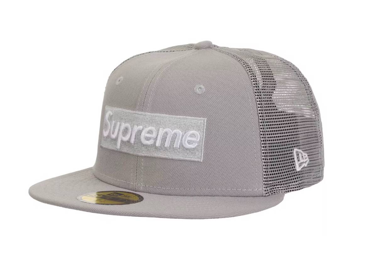 Supreme Box Logo Mesh Back New Era Cap Gray