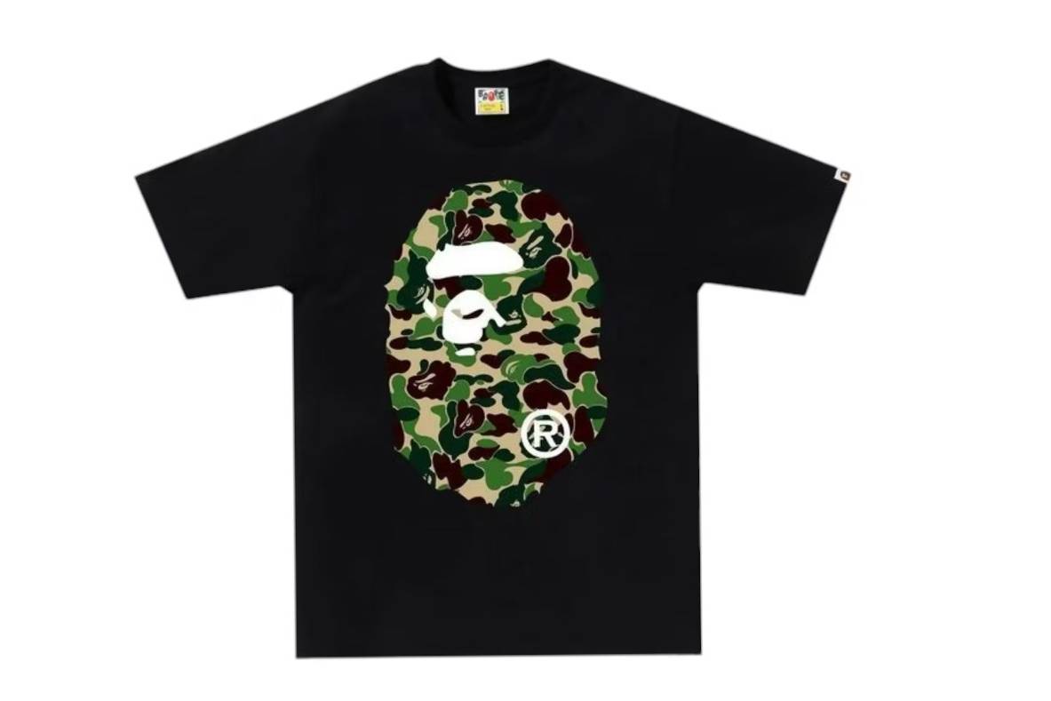 BAPE ABC Camo Big Ape Head Tee Black / Green