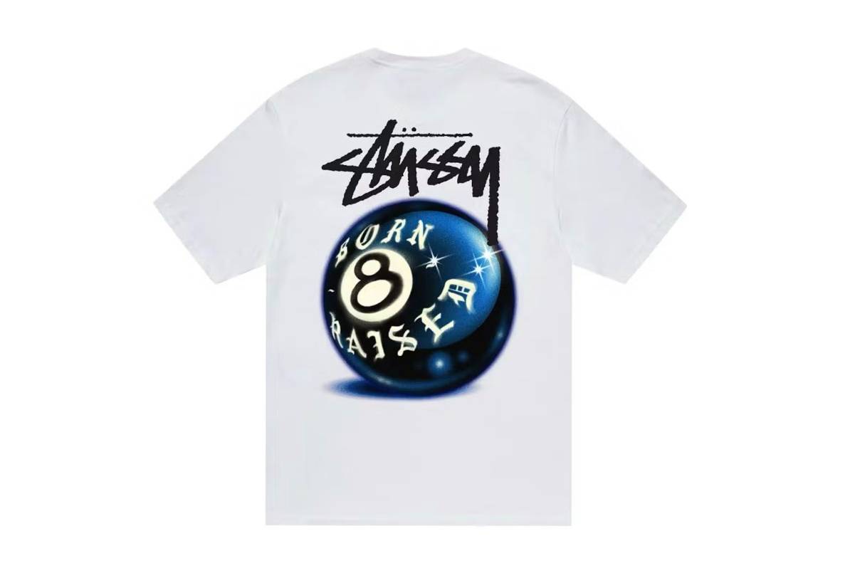 Stussy Born X Raised 8 Ball Tee White