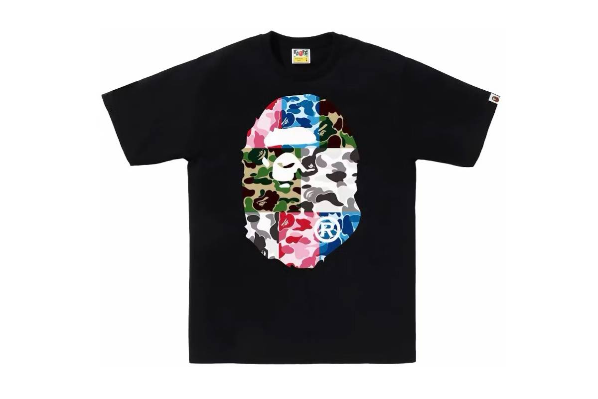 BAPE ABC Camo Crazy Big Ape Head Tee Black Black