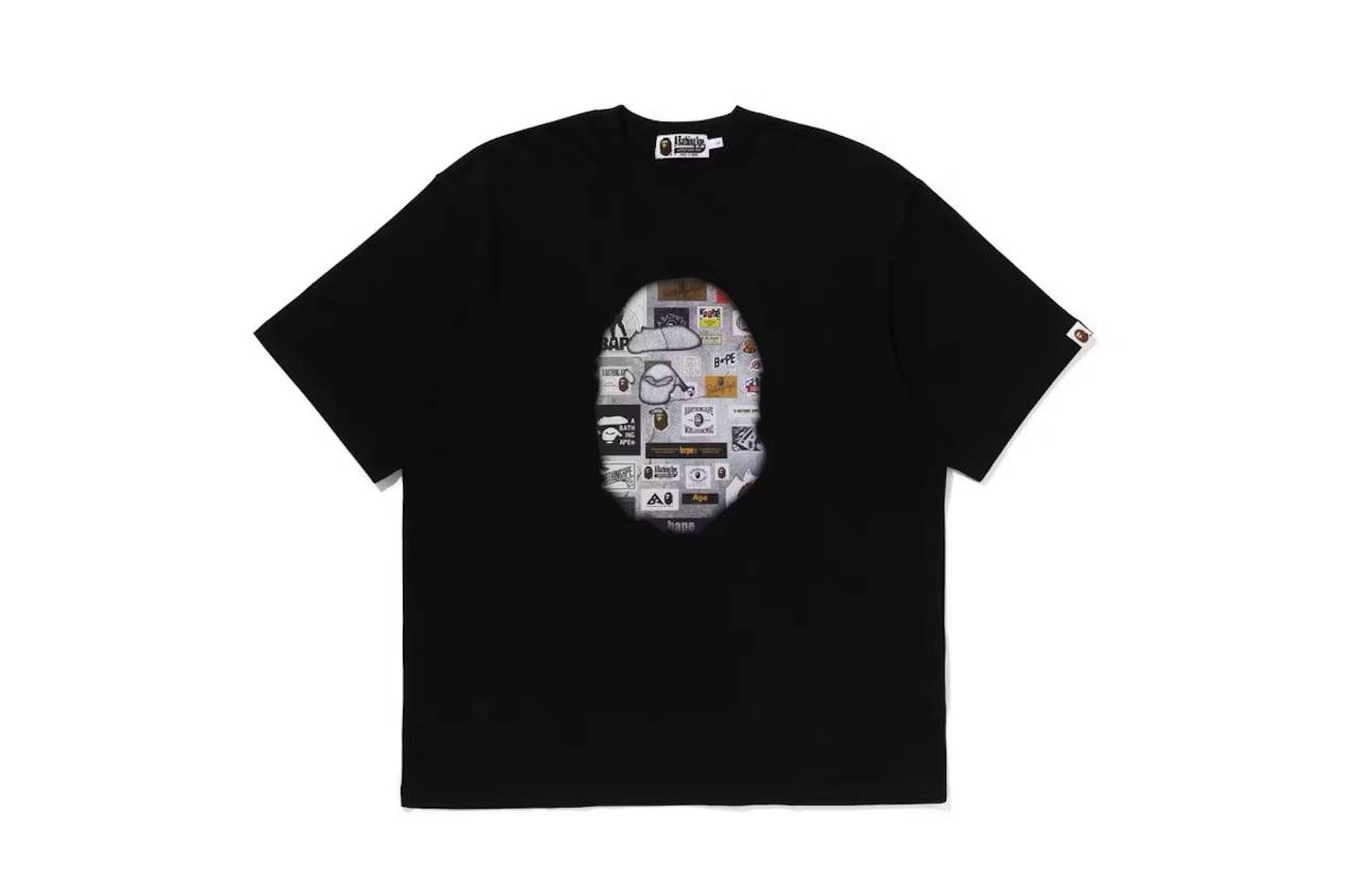 BAPE Multi Logo Big Ape Head Relaxed Fit Tee Black