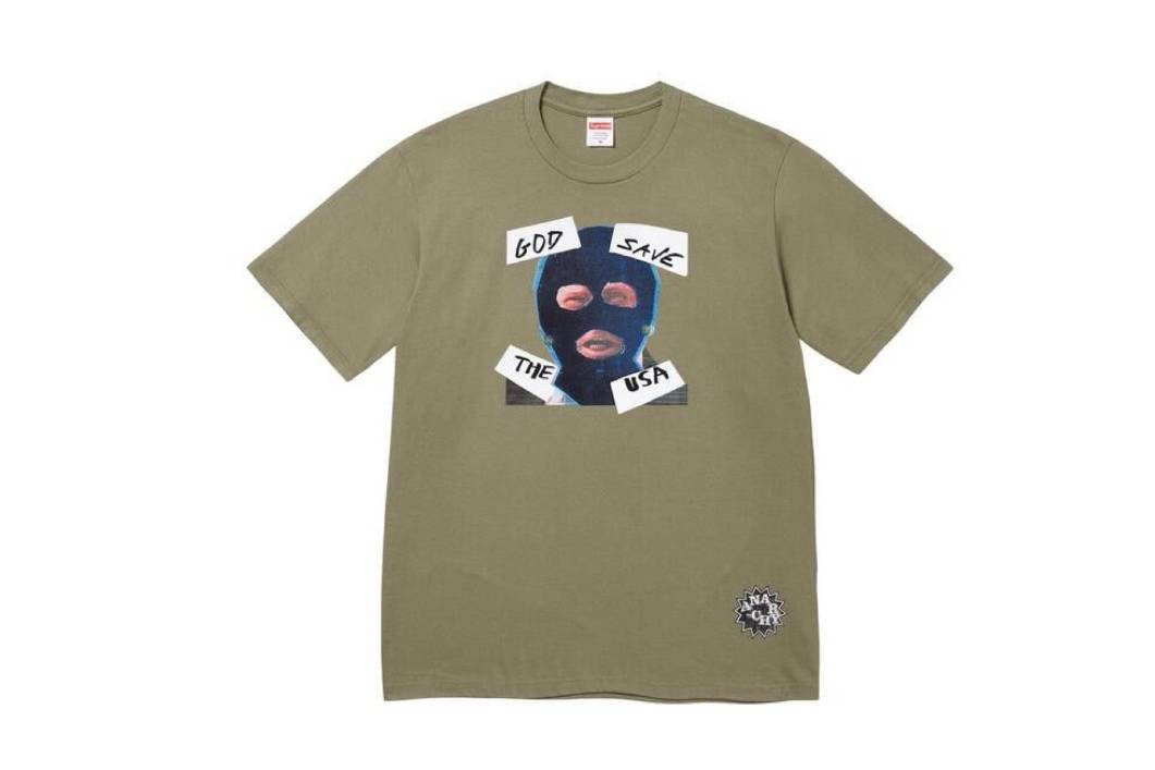 Supreme God Save Us Tee Light Olive