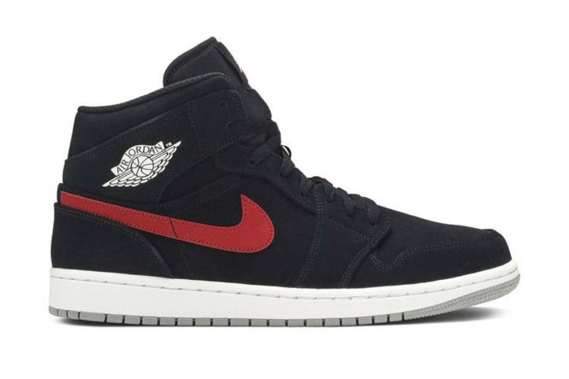 Jordan 1 Mid Multi-Color Swoosh Black