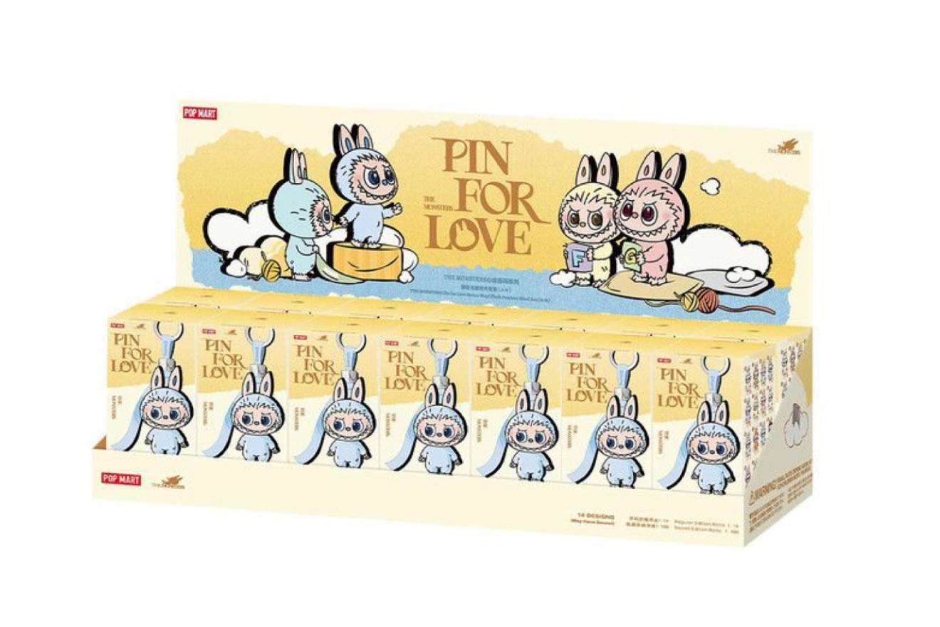 Pop Mart Labubu The Monsters Pin for Love Series Vinyl Plush Pendant (A-M) Unsealed Case (14 Blind Box)