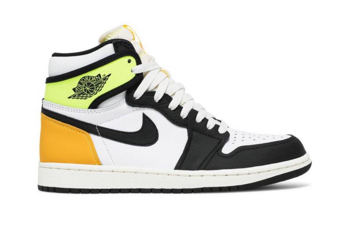 Jordan 1 Retro High White Black Volt University Gold