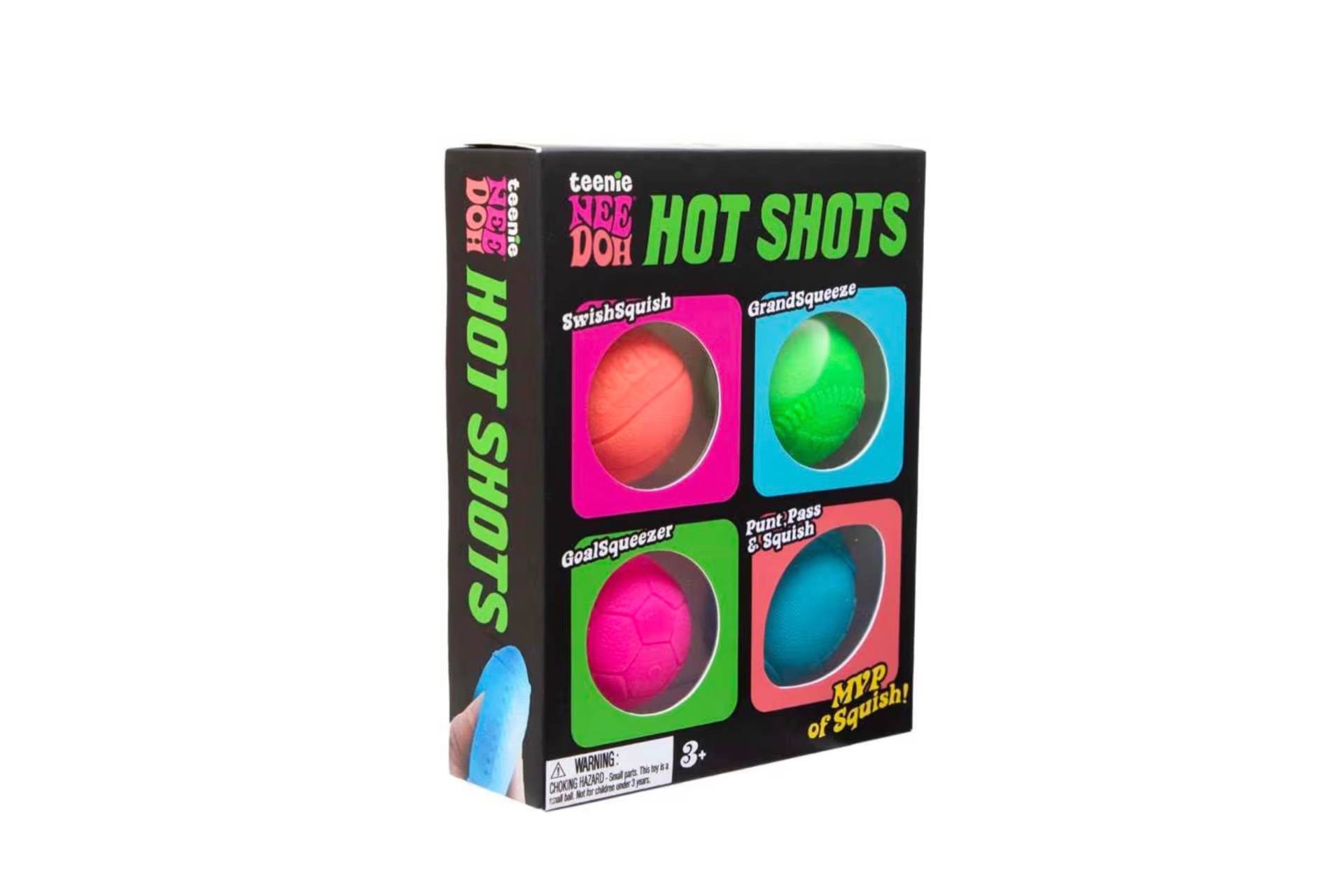 NeeDoh Schylling Teenie Hot Shots Squishy Fidget Toy Set of 4 Orange/Green/Pink/Blue
