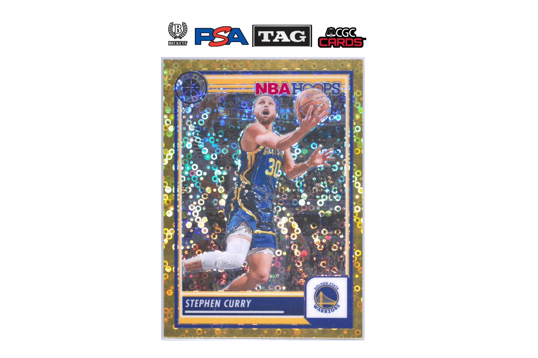 2023-24 Panini NBA Hoops Premium Stock Stephen Curry Disco Gold /10