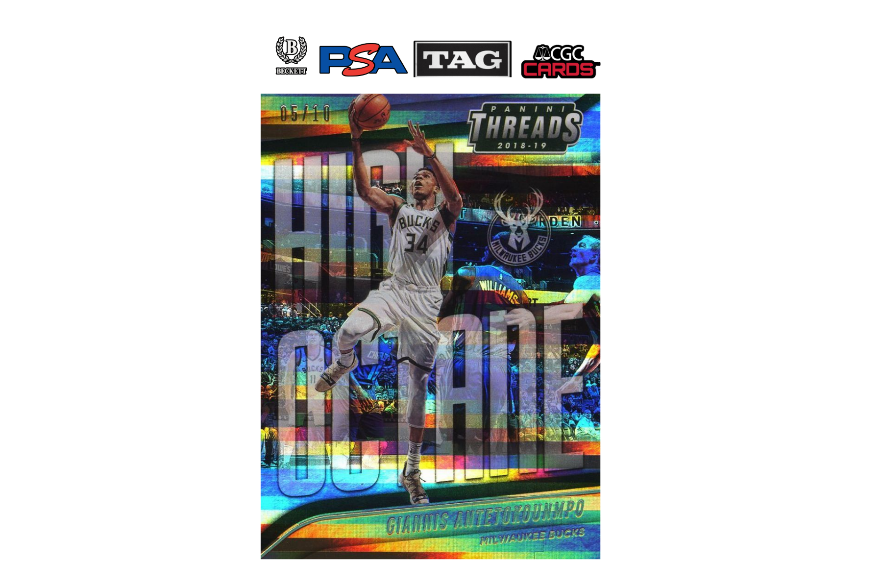 2018-19 Panini Threads Giannis Antetokounmpo #7 High Octane Premium Gold /10