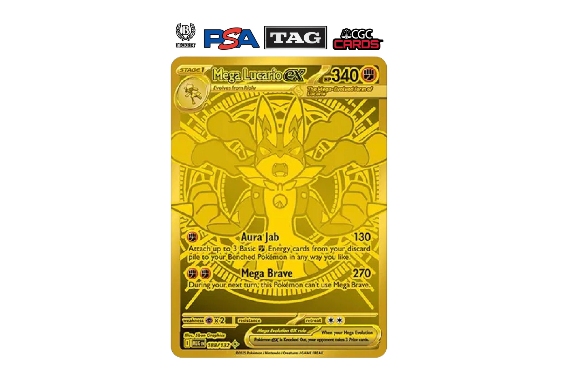 2025 Pokémon Mega Evolution Mega Lucario EX Mega Hyper Rare 188/132