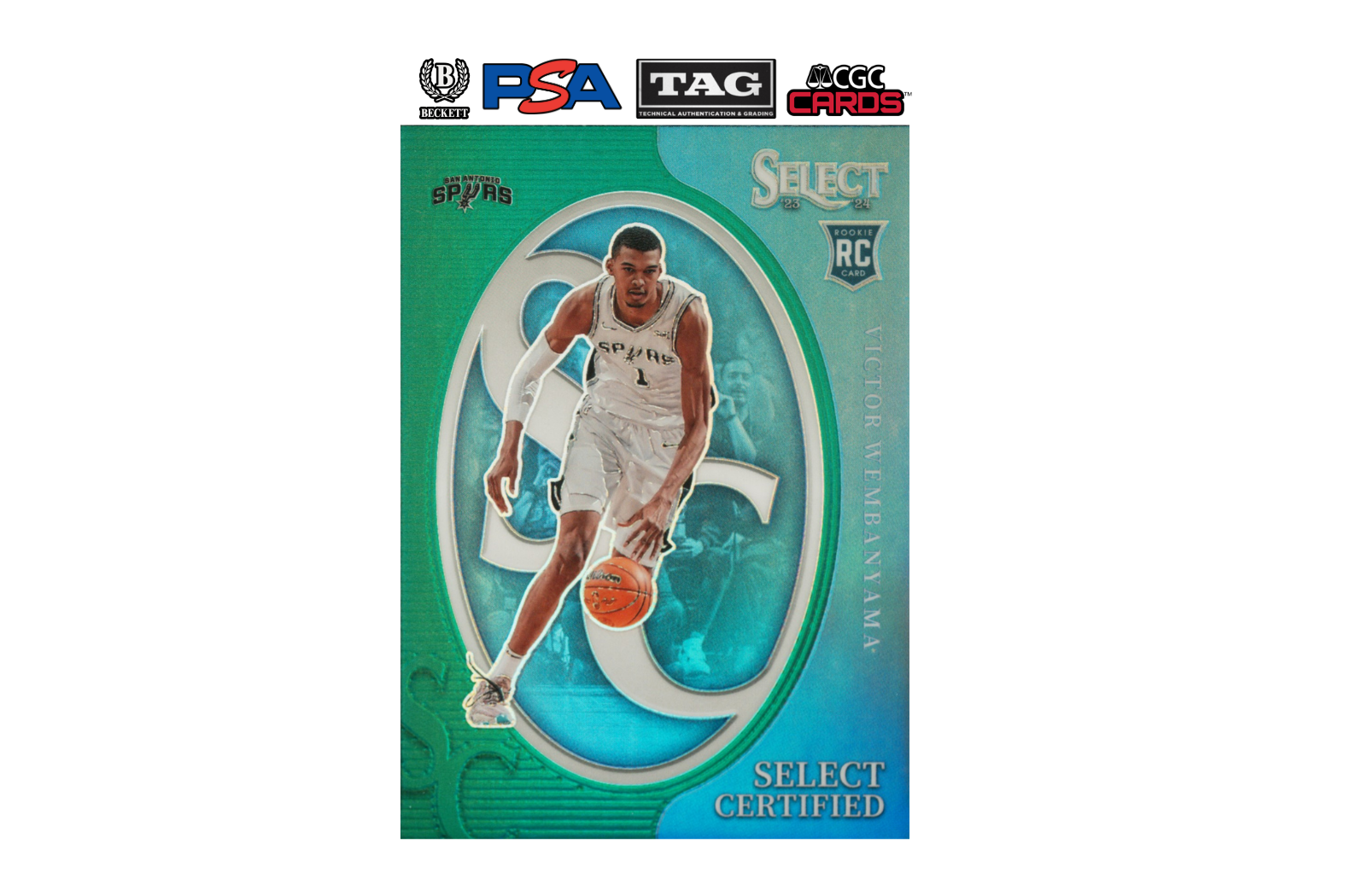 2023-24 Panini Select Victor Wembanyama #3 Select Certified Green Prizm