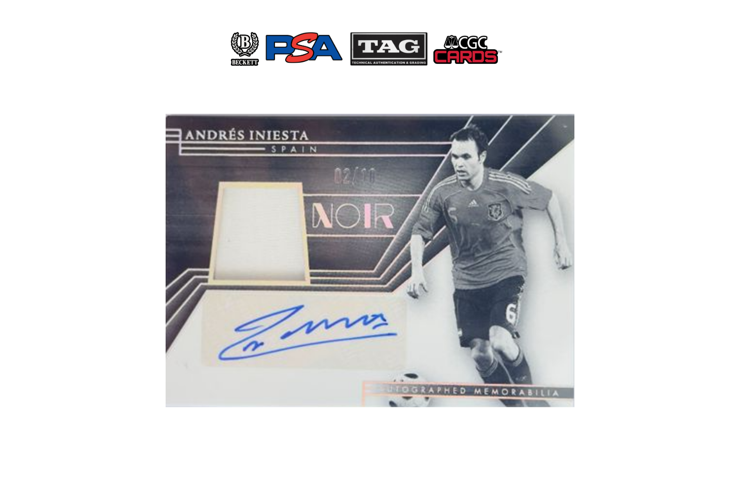 2024-25 Panini Noir Soccer Andres Iniesta Autographed Memorabilia /10