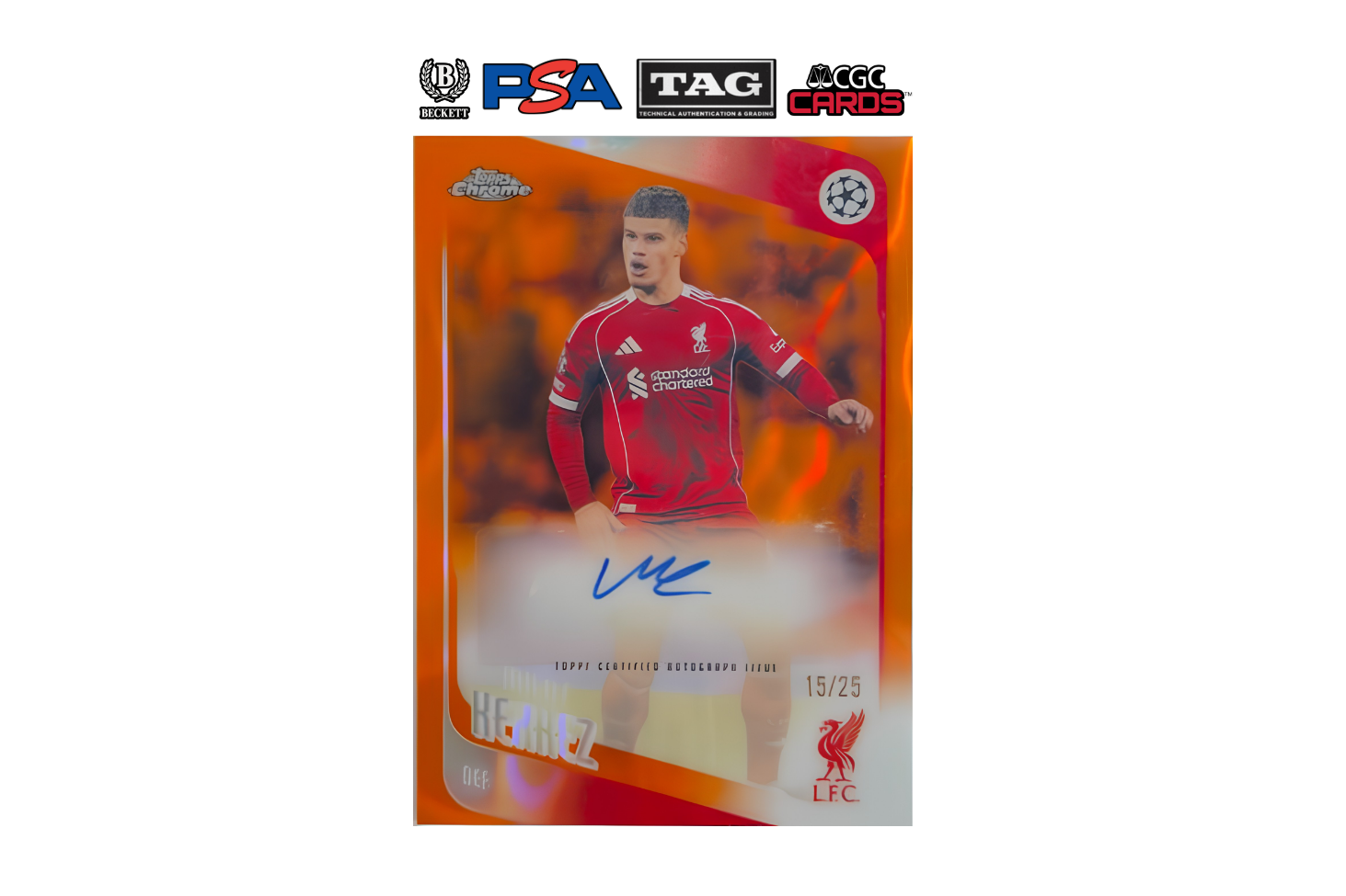 2025-26 Topps Chrome UEFA Club Competitions Milos Kerkez Autograph Orange Lava /25