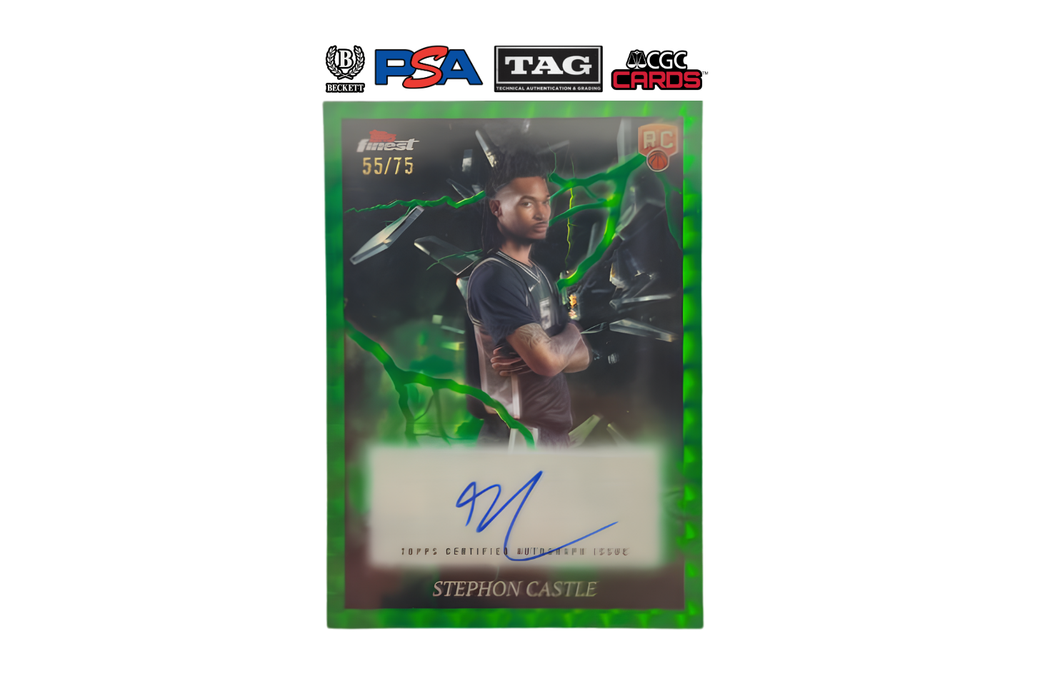 2024-25 Topps Finest  Stephon Castle Topps Certified Autograph Issue Green Geometric /75
