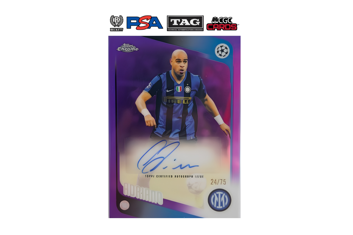 2025-26 Topps Chrome UCC Adriano Inter Milan Purple Refractor Auto /75