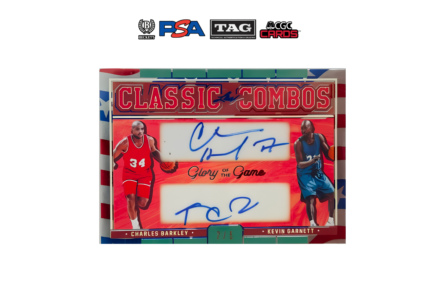 2025 Leaf Glory of the Game Charles Barkley and Kevin Garnett Classic Combo Red /5