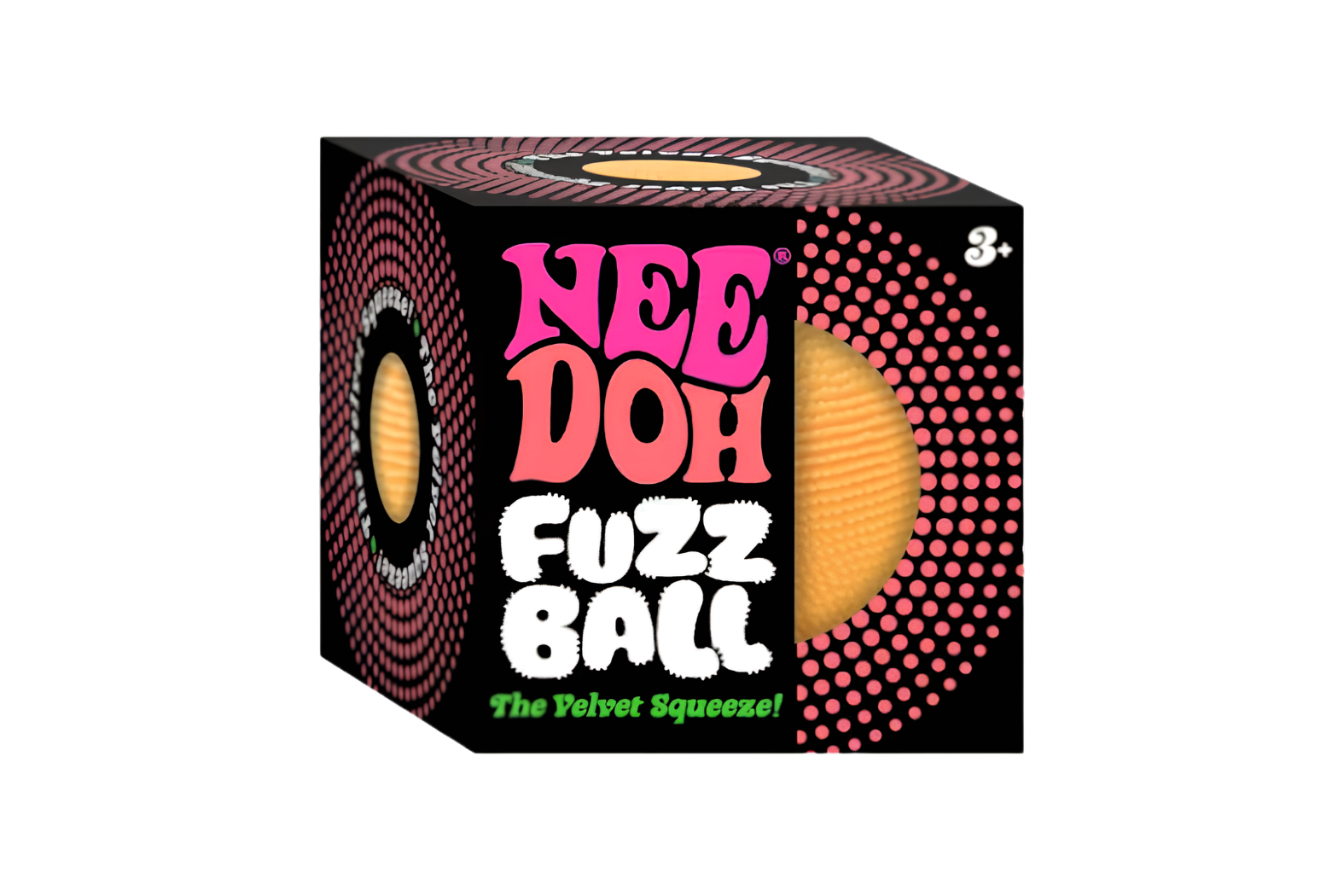NeeDoh Fuzzball The Velvet Squeeze Squishy Fidget Toy Orange