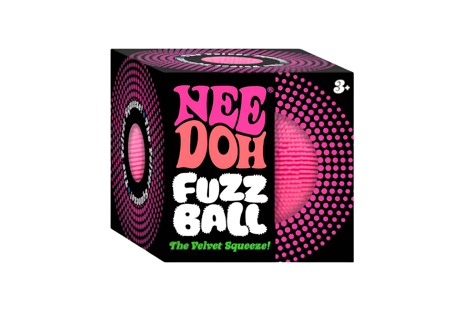 NeeDoh Fuzzball The Velvet Squeeze Squishy Fidget Toy Pink