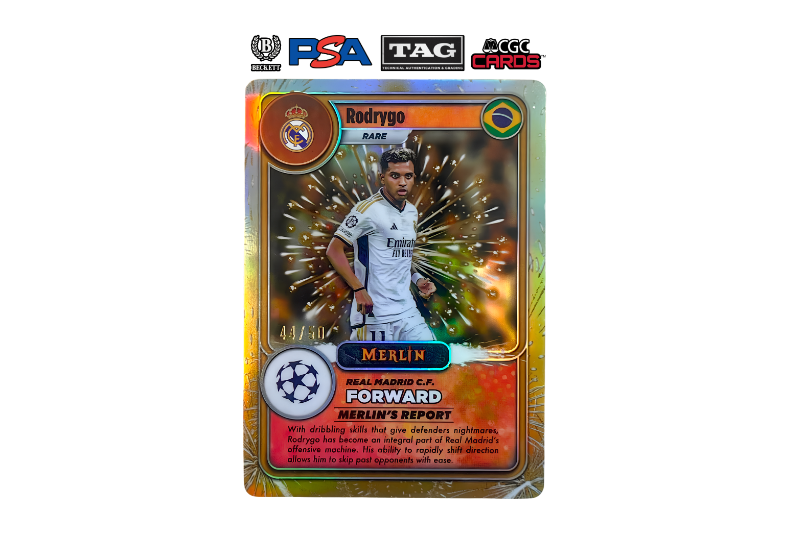 2023-24 Topps Merlin UCC Rodrygo #MG20 Gold /50