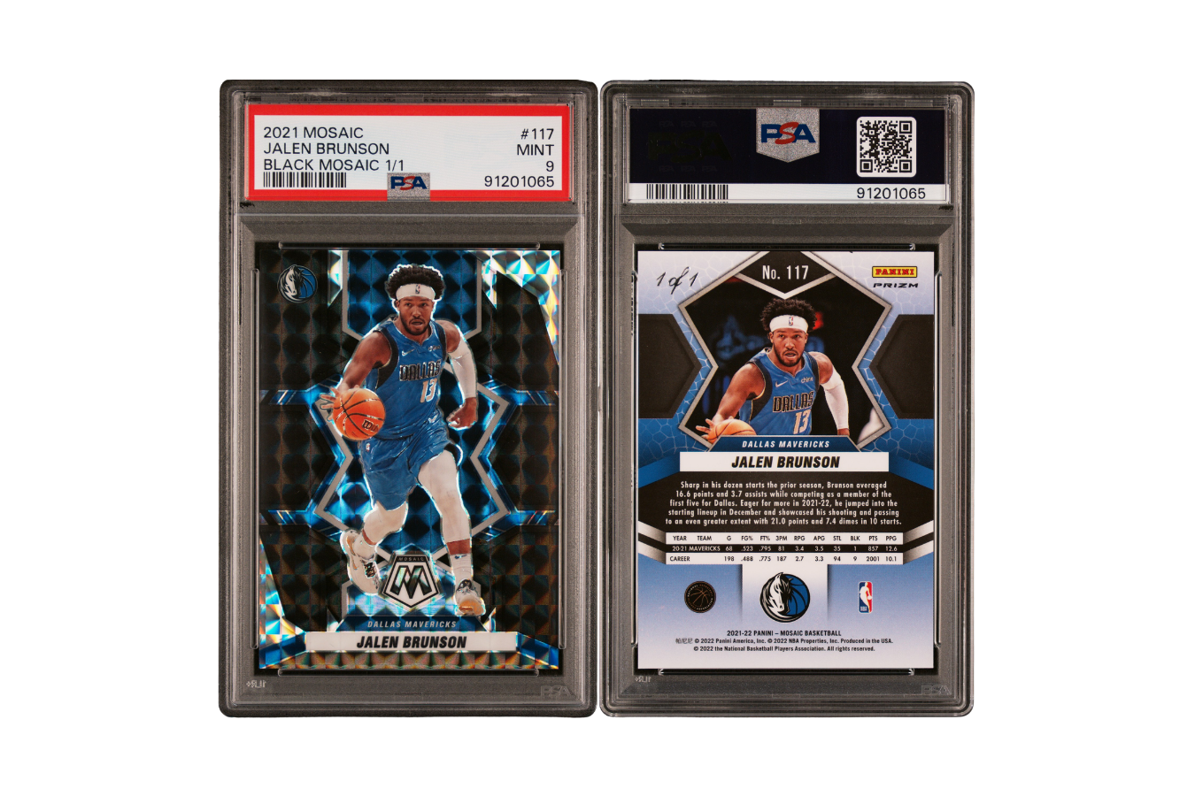 2021-22 Panini Mosaic Jalen Brunson Black Mosaic 1/1 PSA 9
