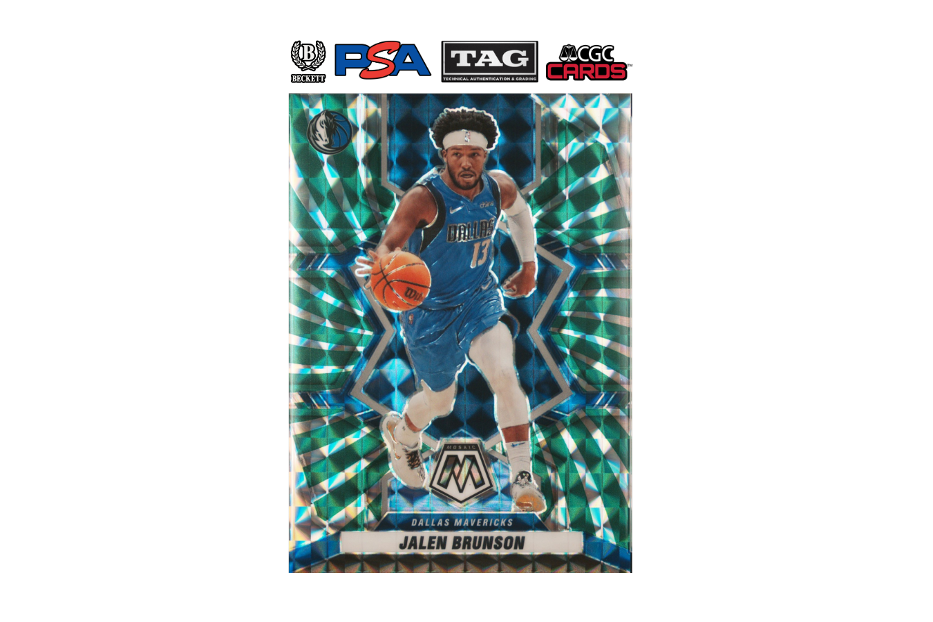 2021-22 Panini Mosaic Jalen Brunson #117 Green Swirl /10