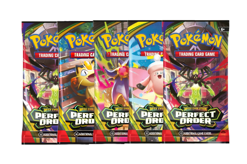 2026 Pokémon Mega Evolution Perfect Order  Booster Pack Lot of 5 ( Artwork May Vary )