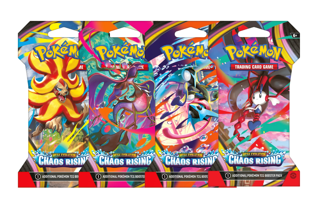  2025 Pokémon Mega Evolution Chaos Rising  Sleeved Booster Pack Lot of 4 ( Artwork May Vary )