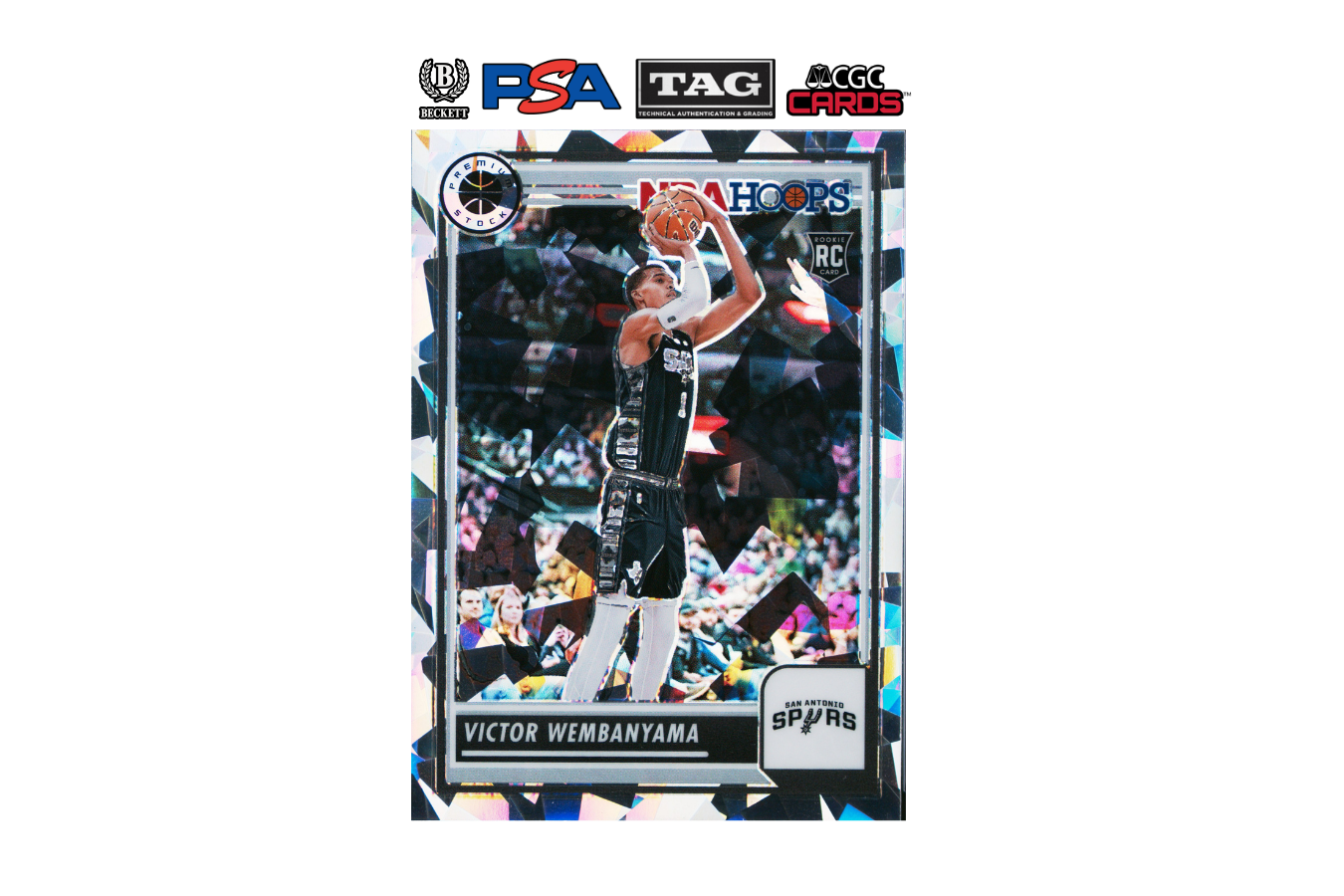 2023-24 Panini Hoops Premium Stock Victor Wembanyama #108 Ice Prizm