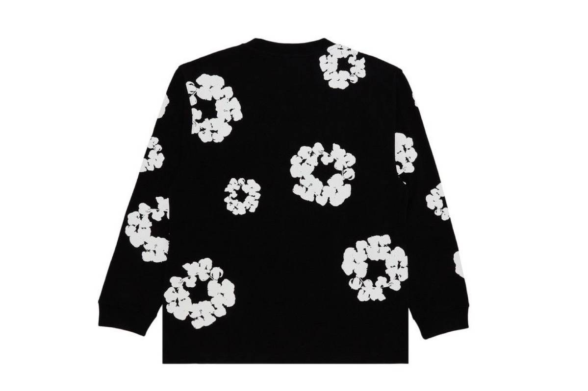 Denim Tears Long Sleeve Cotton Wreath T-shirt Black