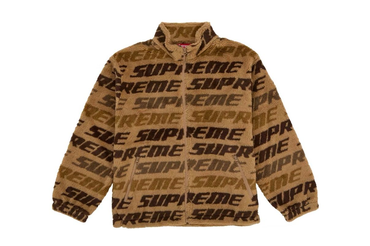 Supreme Repeat Jacquard Fleece Jacket Tan