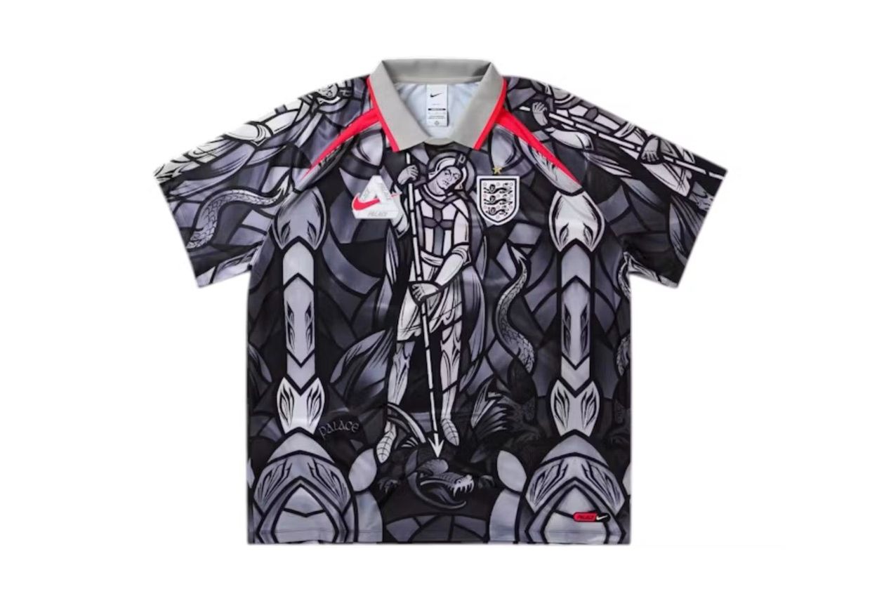Palace x Nike England Dri-FIT Football Jersey Pewter Grey/Bright Crimson