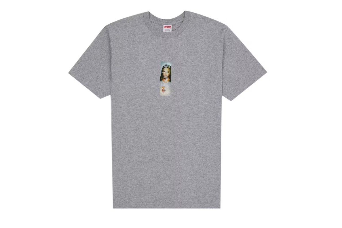 Supreme Prayer Card Box Logo Tee Heather Grey