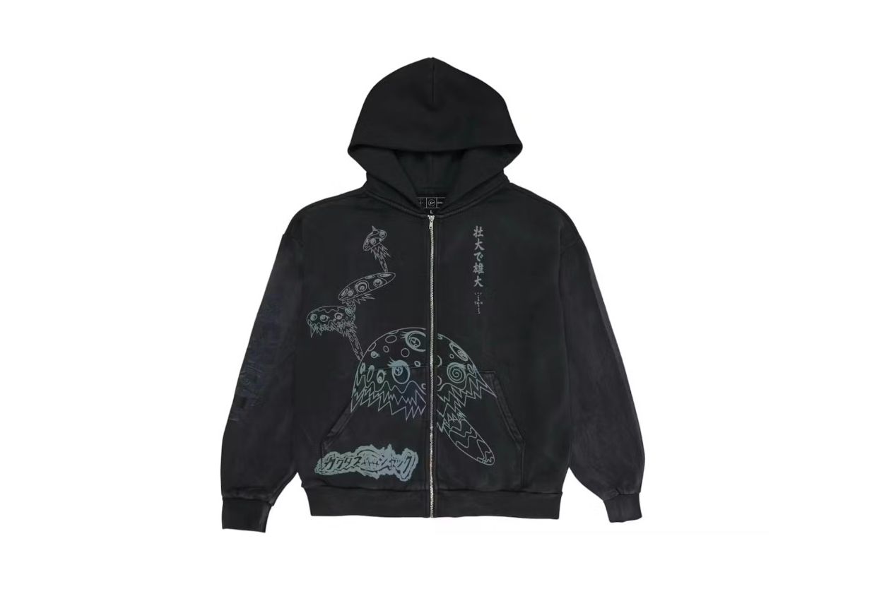 Travis Scott Cactus Jack x Fragment x Takashi Murakami Reborn Zip Hoodie Black