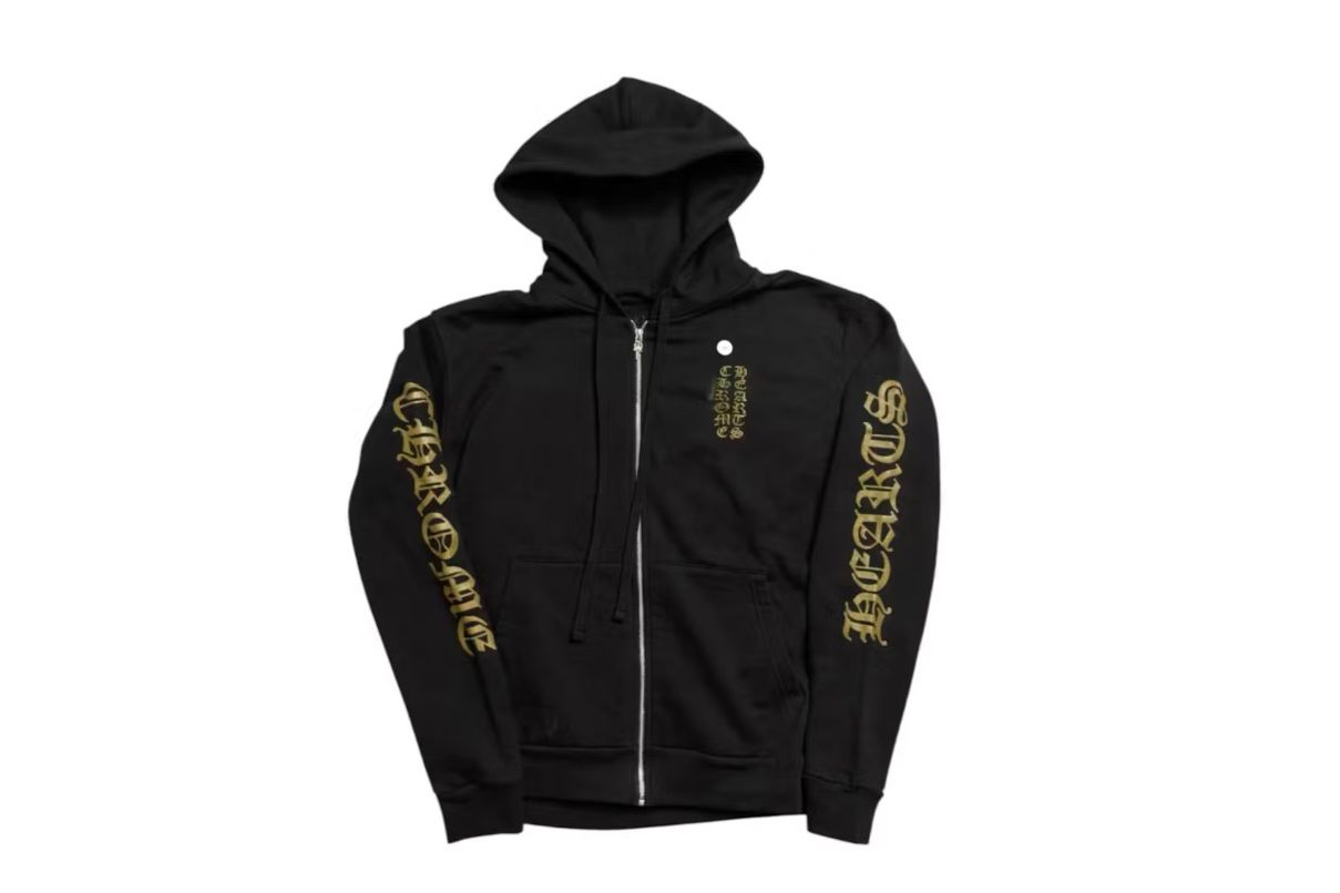 Chrome Hearts Vertical Logo Zip Up Hoodie Black/Army Green