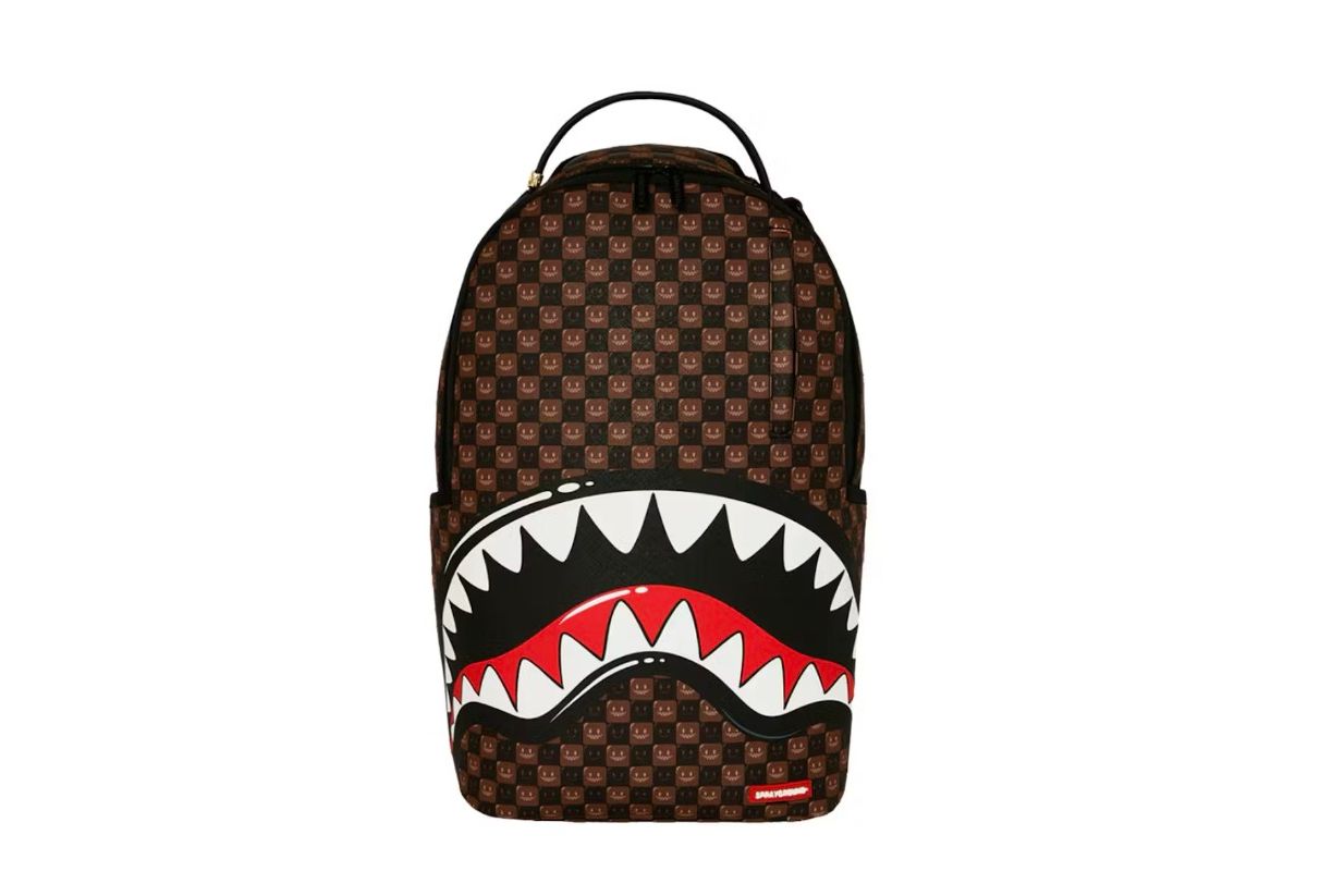 Sprayground Sharks In Paris Wtf Bubble Check Backpack Brown