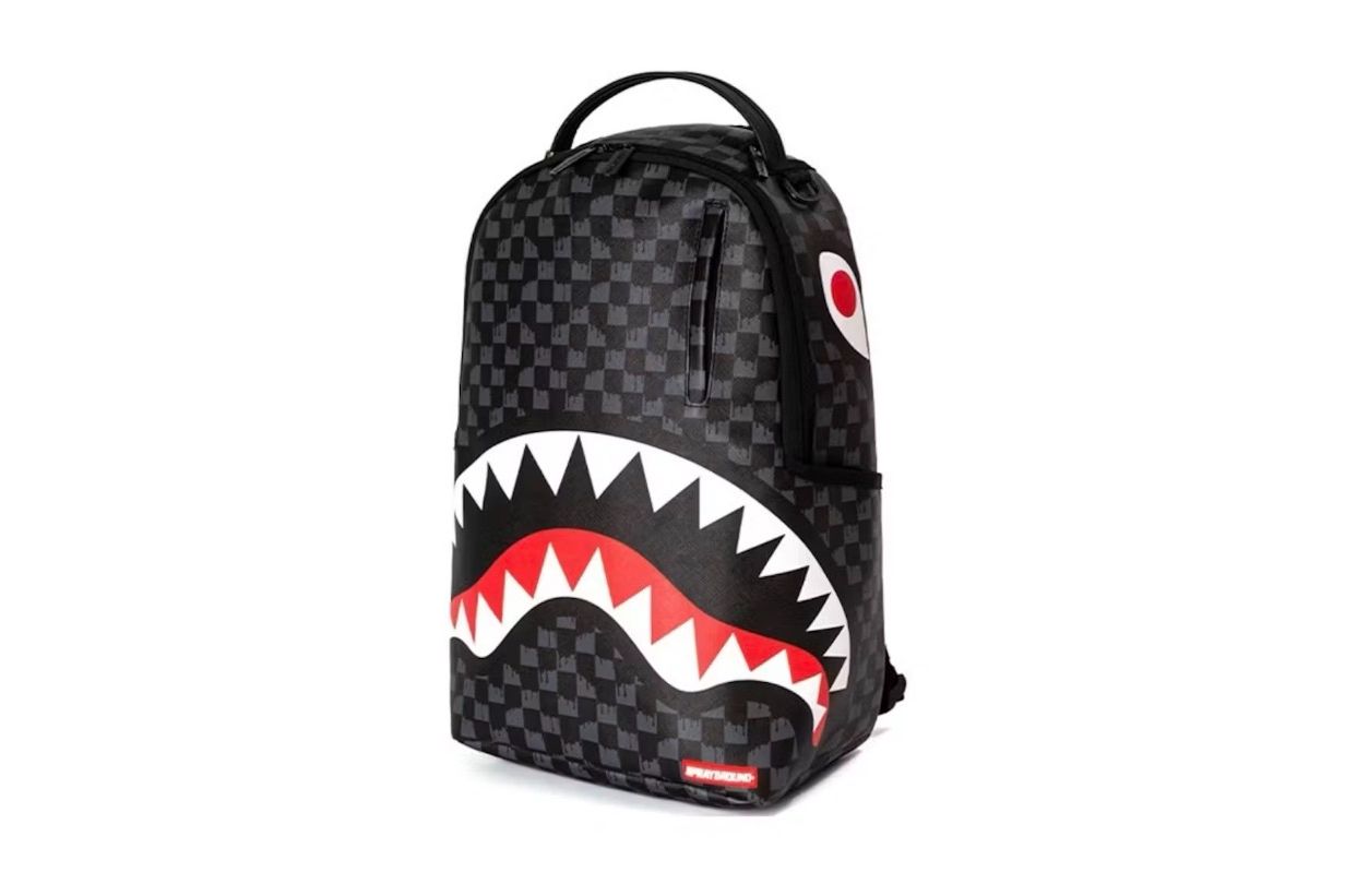 Sprayground Drip Check Shark Backpack Black/Grey Checker